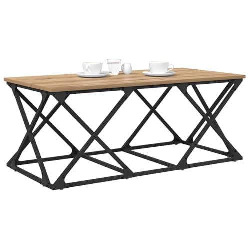Tonture Couchtisch Artisan-Eiche 100x49x40cm, Holzwerkstoff, industriell, modern, robuster Wohnzimmertisch, Elegantes Design für kleine Räume – Bild 4
