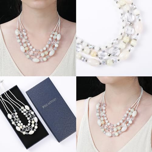 FULU AUTUMN Layered Statement Necklaces for Women Chunky Beaded Necklaces Costume Jewellery Valentines Gifts for Her - Image 5