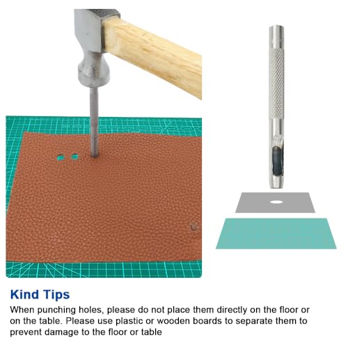 Locheisen Set 7 Stück, 5mm-11mm Lochstanze, Runde Hohl Locheisensatz, Rostfreier Edelstahl Stanzwerkzeug Set, Leder Lochstanzer, für Leder, Uhrenarmband, Dichtung Gürtel, Schuh, Stoff, Kleidung