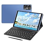 Aidekunlin Tablet with Keyboard，10.1 inch Screen，3GB RAM，128G+128G Memory，4G LTE Android Tablet with Dual SIM Slots, 5MP+16MP Camera, 5000mAh Battery，Notebook Computer，Tablet (Blue, 3)