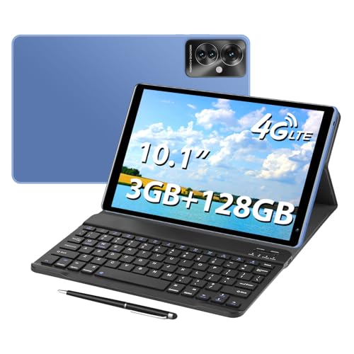 Image of Tablet with Keyboard,G1,10.1 inch Screen,3GB RAM,128G+128G Memory,4G LTE Android Tablet with Dual SIM Slots, 5MP+16MP Camera, 5000mAh Battery,Notebook Computer (Blue, 3)