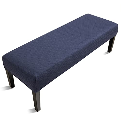 Fuloon Stretch Jacquard Dining Bench Cover - Anti-Dust Removable Bench Slipcover Washable Seat Cushion Protector for Bedroom, Kitchen, Hotel, Banquet (Navy Blue)