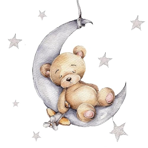 Nursery Wall Decals, Animals, Elephants and Bears, Peel and Stick Decor for Baby Room (Gray/Beige)