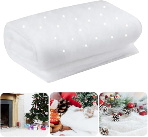 Coperta di Neve di Natale, Tappeto di Neve Artificiale, Coperta di Neve Finta, Arrotolata per Interni Coperte di Neve Artificiali per Natale Decorazioni per Villaggio e Parete