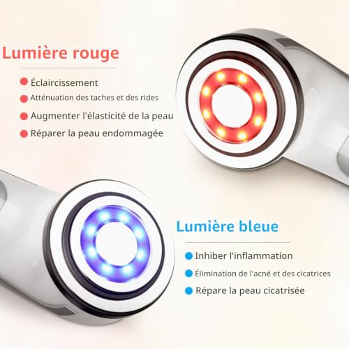 CARER BEAUTY Appareil Anti Rides Visage Appareil, 4 en 1 Dispositif de Beauté RF avec EMS Photothérapie Vibration Anti-rides et Anti-âge Soins du Visage pour les Femmes – vue 3