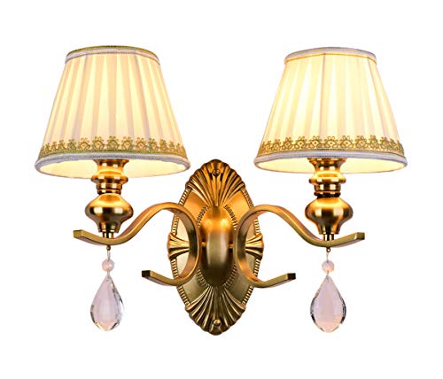 Wandleuchter Wandlampe antik Messingfarbe Messing Glas matt Klassisch 2-flammig E14 2x60W 230V Cover