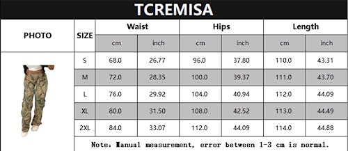 Tcremisa Women Camouflage Cargo Pants Baggy Camo Printed Trousers Army Fatigue Long Pants Y2K Streetwear Grey