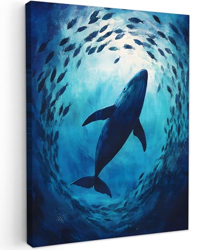 Tableau mural salon déco baleine 60x80 cm toile peinture chambre maison