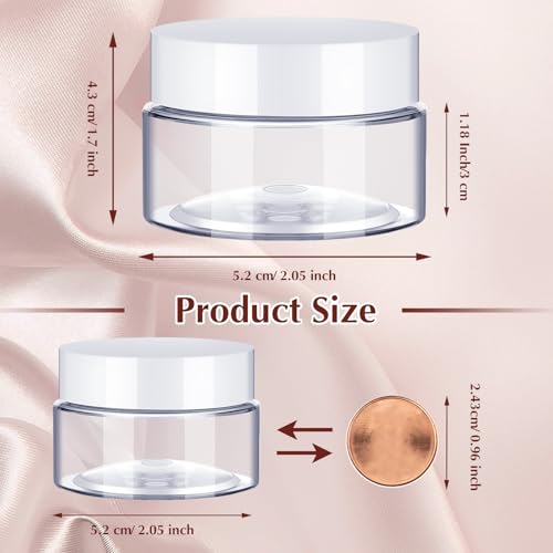 SATINIOR 100 Pcs Plastic Jars with Lids Small Containers Lids Wide Mouth Small Plastic Containers for Lotion Cream Rhinestones Body Butters Travel Storage (2 oz,White)3