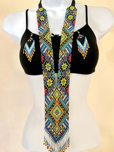 Collar Gerdan de cuentas y pendientes en estuche de regalo para joyería tradicional artesanal 3