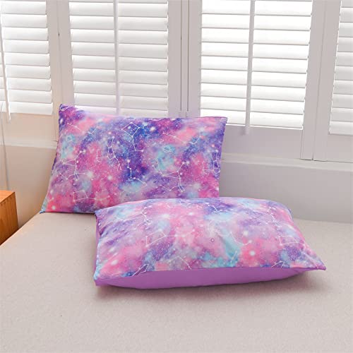 Holawakaka Tie Dye Constellation Print Ombre Comforter Set Twin Size Girls Boys Gradient Galaxy Bedding Set (Purple,Twin) #TOP5