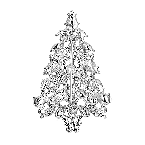 Ever Faith Party Christmas Tree Teardrop Red W/Green Austrian Crystal Brooch Pin Silver-Tone #TOP3