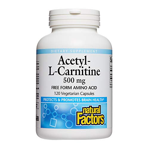 Natural Factors, Acetyl L-Carnitine 500 Mg, Promotes A Healthy Memory, Concentration And Brain Function, 120 Capsules (60 Servings) #TOP3