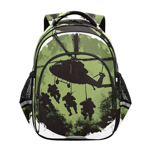 Kids Backpack Airplane Soldiers Print Cute School Bag Toddler Book Bags for Boys Girls Medium