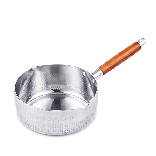 Yukihira Saucepan, Traditional Japanese Yukihira Pot Stainless Steel Saucepan Milk Sauce Pan Wooden Handle (7 Inch 1.7 Quart) #TOP27