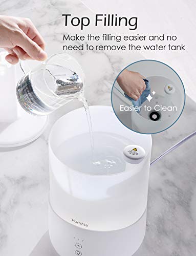 Homasy Cool Mist Humidifier Diffuser, 2.5L Essential Oil Diffuser, Top Fill Humidifier for Bedroom, Home and Office, Baby Humidifier with Adjustable Mist Output, Sleep Mode, Auto Shut Off