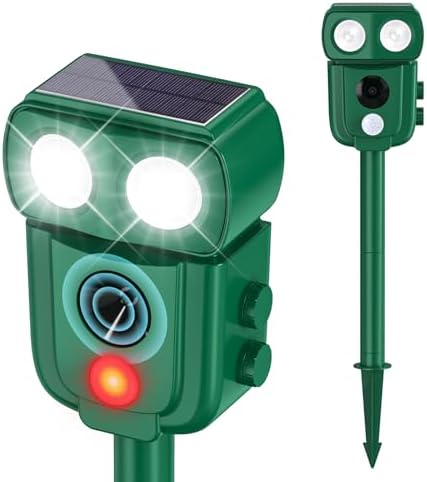 Cusbus Ultrasonic Animal Repellent Outdoor, Waterproof, Solar Power, Green