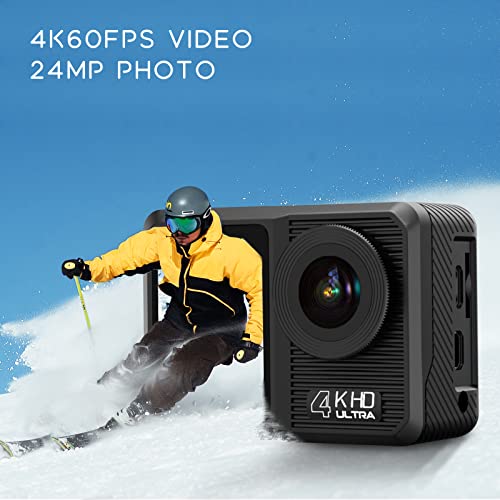 Jocirus 4K 60Fps Action Camera, Ultra Hd 24Mp 131 Feet Waterproof Camera With Eis Remote Control For Sport, 170° Wide Angle Dual Screen Underwater Camera With Helmet Accessories Kit And 2X Batteries #TOP1