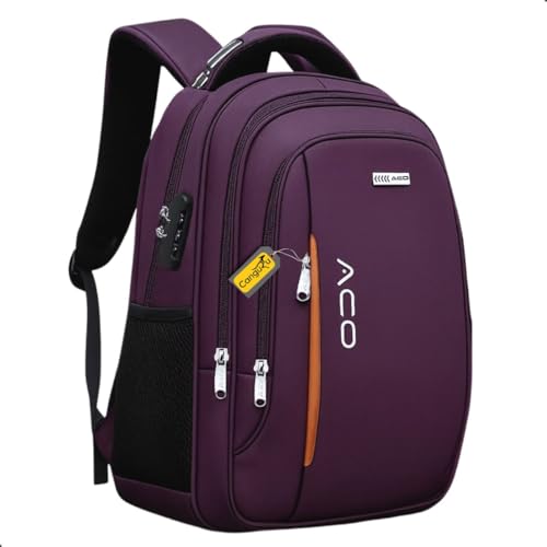 Mochila Bolsa Masculina Feminina Notebook Anti Furto Reforçada Semi Impermeável Escolar Faculdade Trabalho Viagem Resistente Executiva Cabo De Aço Saída Usb SAÍDA Fone DE OUVIDO (Preto) (Lilas)