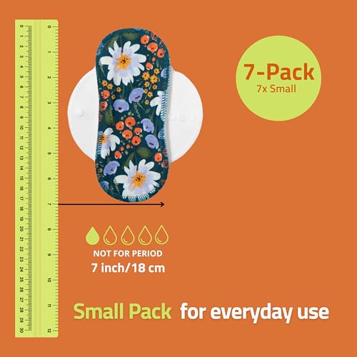 Image of Organic Cotton Reusable Panty Liners for Women & Teens (Small 7-Pack) - 100% Breathable & High-Temp Washable Cloth Panty Liners for Vaginal Discharge only - Gentle on Skin, Stay Fresh & Dry Daily