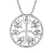 Produktbild Suplight Damen Kette Zirkonia Kreuz mit Tauben Runder Anhänger Halskette Platiniert Kettenanhänger Schmuck Geschenk für Weihnachtsfeier, Silber
