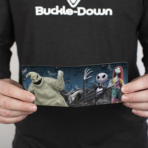 Image of Buckle-Down Mens Pu Bifold Bi-Fold Wallet, Grey, White & Blue, 4.0 X 3.5 US