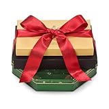 Godiva Holiday Tower with Red Ribbon, Includes Truffle Gift Box, Gold Chocolate Gift Box & Masterpiece Holiday Tin, Gourmet Chocolate Assortment, Kosher & Halal