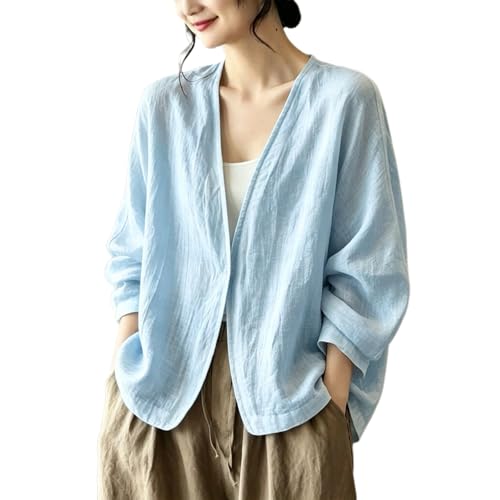Linen Cardigan for Women Summer Lightweight Open Front Cotton Light Jacket Blazer Casual Loose Fit Beach Cardigans for Dress