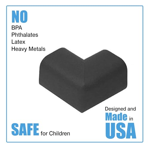 Image of KidKusion Child Safety Corner Cushion | Black | 12 Pack | Made in USA, Child Safety, Child Proofing Corner Guard, Bed Frame Protector, Baby Proof Table Protector