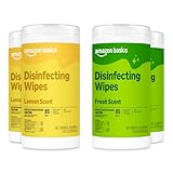 Amazon Basics Disinfecting Wipes, Lemon & Fresh Scent, Sanitizes, Cleans...