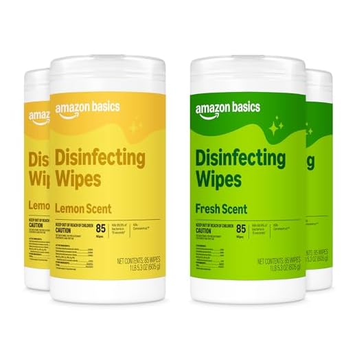 Amazon Basics Disinfecting Wipes, Lemon & Fresh Scent, Sanitizes/Cleans/Disinfects/Deodorizes, White, 85 Count, Pack of 4 (Previously Solimo)