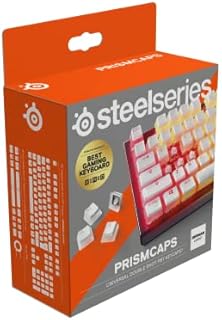 SteelSeries 60380 PrismCaps, Zestaw dwustronnych przycisków o wyglądzie"Pudding", kompatybilne ze wszystkimi popularnymi klawiaturami mechanicznymi, popychacz MX, Biały (niemiecki układ klawiatury)
