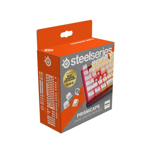 SteelSeries 60380 PrismCaps, Zestaw dwustronnych przycisków o wyglądzie"Pudding", kompatybilne ze wszystkimi popularnymi klawiaturami mechanicznymi, popychacz MX, Biały (niemiecki układ klawiatury)