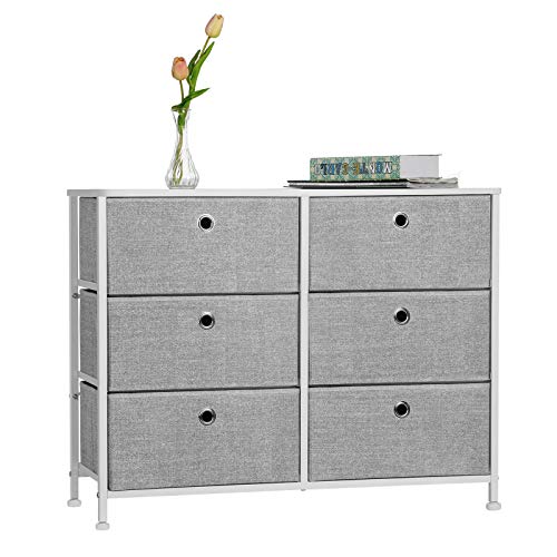 SONGMICS Storage Dresser with 6 Drawers for Closet, Nursery, Dorm Room, 31.5" L, Light Grey ULTS23W - Image 5
