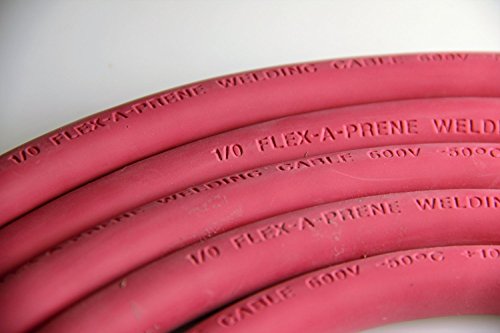 Crimp Supply Ultra-Flexible Car Battery/Welding Cable - 1/0 Gauge, Red - 5 Feet - And 5 Copper Lugs #TOP1