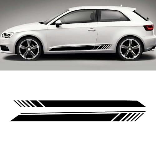 UNCLE LIAO Car Side Skirt For Audi A3 8V 8P 8Y S3 RS3 Berlina Sportback TFSI Auto Car Door Sticker Side Step Skirt.,White