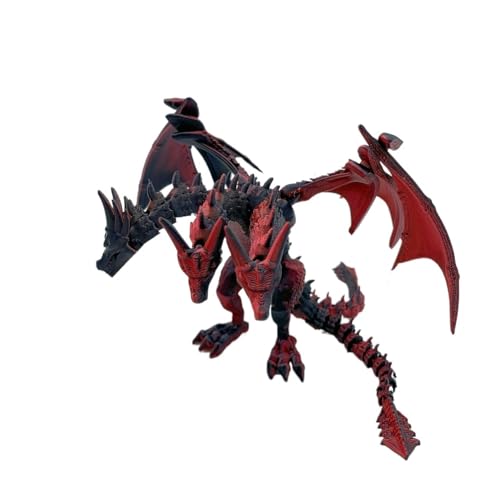 1pc Laser 3D Printed Multicolor Gradient Dragon Model Three Headed Fantasy Creature Figurine Desktop Display Collectible Gift(Black)