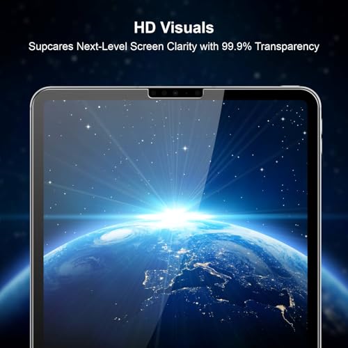 Image of SupCares Tempered Glass for iPad Air 4th, 5th Generation and iPad Pro 2018, 2020, 2021, 2022 (11 Inch) With Installation Kit | Military-Grade Gorilla Screen Protector | Edge to Edge Coverage | Transparent