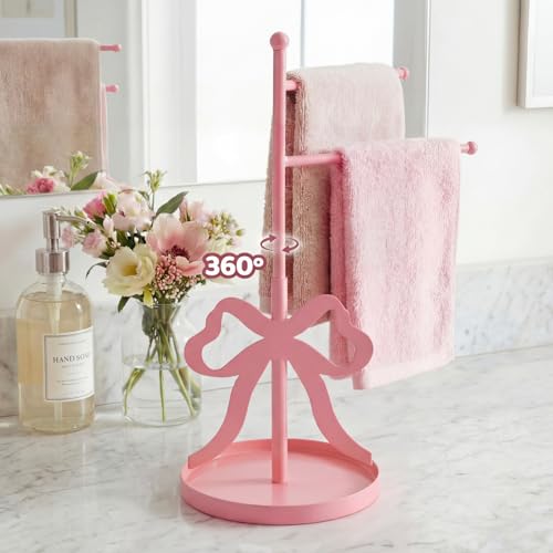 Chumia Pink Bow Towel Holder, F-Shape Stand with 2 Swivel Arms by Chumia - Used condition - Image 7