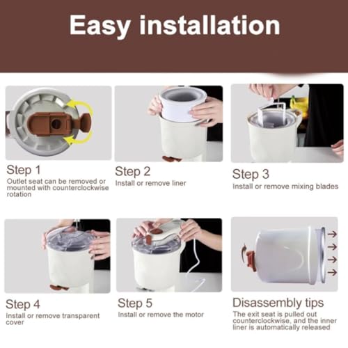 BAOJUHUIKANG 20W Desktop-Softeismaschine, 1000ML vollautomatische Mini-Frucht-Softeismaschine für Heimküchen, geeignet für Haushalte, Bars, Cafés und kleine Haushaltsgeräte – Bild 5
