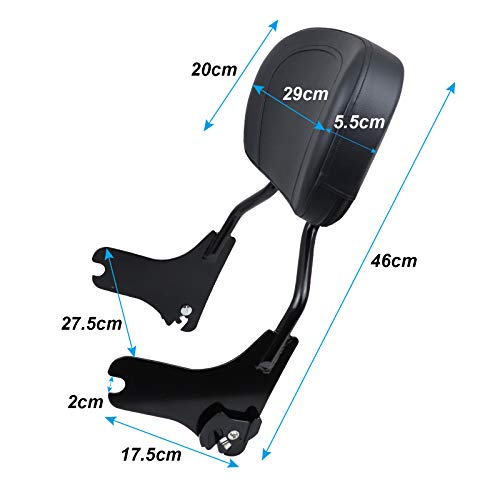 DSISIMO Black Detachable Upright Passenger Backrest Sissy Bar With Pad Fit For Touring Road King Street Glide FLHR FLHX FLHT FLTR 1997-2008