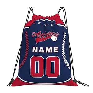 Custom Atlanta Gym Drawstring Bag with Name Number Personalized Backpack Baseball Fan Gifts for Men Women Youth Boy Girl