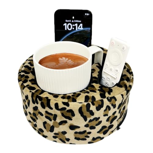Xchouxer Couch Cup Holder Pillow Sofa and Bed Organizer Caddy for Drinks Remotes Phones (Leopard)