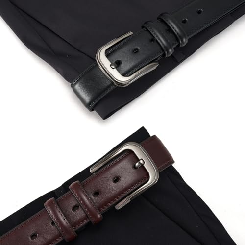 Mens Belt Men Belts 33"-71" Plus Size Leather Waist Black Belt for Business Casual Work Jeans 1.49 Inch Wide.3