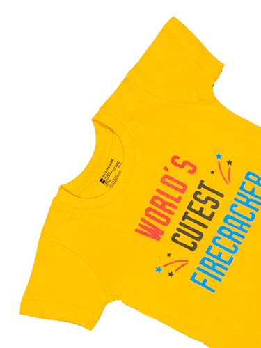 Image of BODYCARE Kids Inafant Placement Print Boys Round Neck Half Sleeves Cotton T-Shirt | Skin Friendly Regular Fit | Soft Breathable Fabric Comfortable & Durability | Pack of 1 | Mustard | Age 6-12 Months