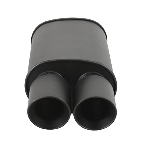 Tc Sportline Burnout Mu-Un002Db Spun-Locked Universal Oval Muffler Exhaust 3.5" Double Wall Dual Slant Tip 2.5" Inlet (Black) #TOP3