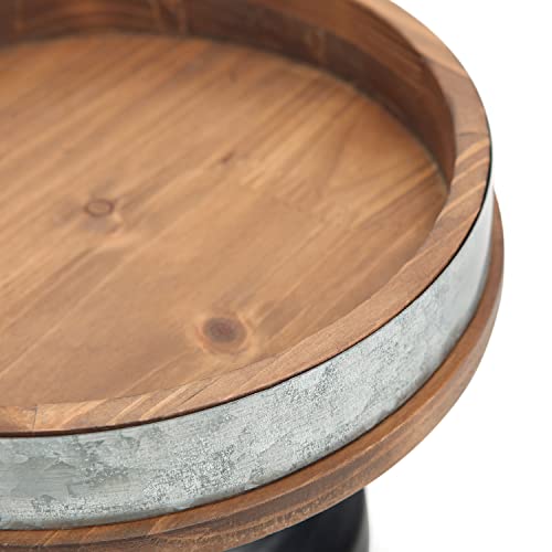 Nikky Home 7 Inch Natural Wood Cupcake Cake Stand Pedestal Tray, Round Farmhouse Decorative Wooden Serving Tray Candle Display Tray For Dessert Table, Kitchen Counter, Dining Room Table Centerpiece #TOP5