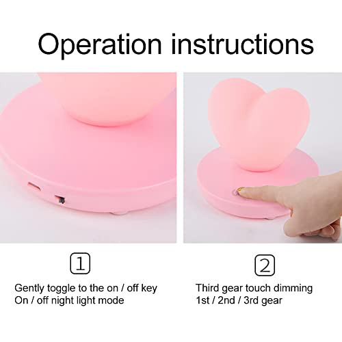 Lvoertuig Heart Shaped Night Light, Cute Lamp, Usb Rechargeable Bedside Lamp, 3 Gear Touch, Portable Love Heart Silicone Lights, Gift For Christmas Valentine's Day Anniversary Wedding #TOP5