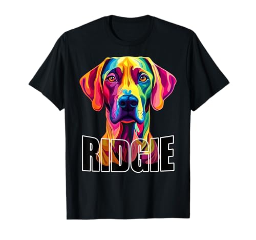 Rhodesian Ridgeback Face Colorato Ridgie Proprietario Cane Nero Maglietta
