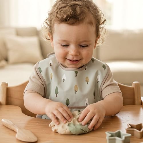 CIVARUA KIDS 3-Pack Baby Feeding Bibs | Waterproof Stain-Resistant 3D Food Catcher, Soft Lightweight Design for Baby-Led Weaning, Infants & Toddlers 3-24 Months Jungle Animals — view 6